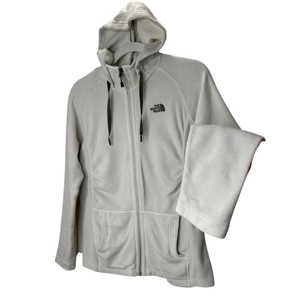Northface Cream Polartec Fleece Pocketed Zip Hoodie Small